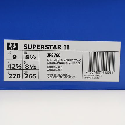 JP8760 adidas Originals Superstar 2 Grey Core Black Grey (Men's)