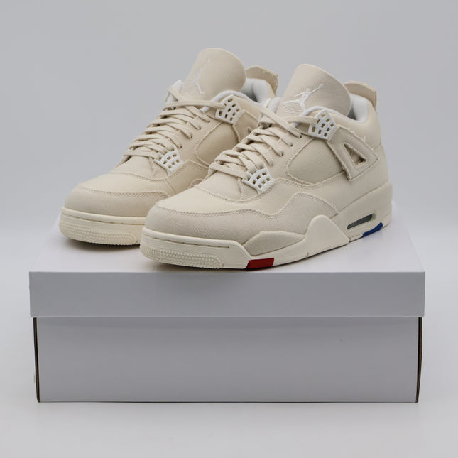 DQ4909-100 Nike Air Jordan 4 Sail Blank Canvas Cement Grey Fire Red (Women's)