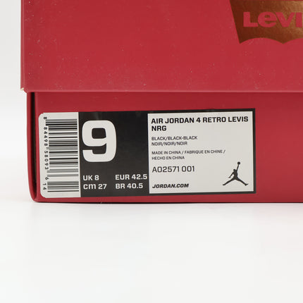 AO2571-001 Nike Levi's Air Jordan 4 Black Denim Blank Tag (Men's)