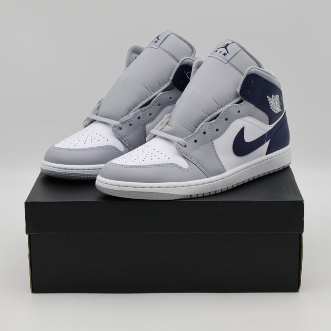 DQ8426-104 Nike Air Jordan 1 Mid White Wolf Grey Midnight Navy (Men's)