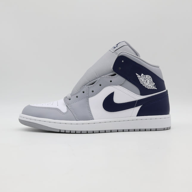 DQ8426-104 Nike Air Jordan 1 Mid White Wolf Grey Midnight Navy (Men's)