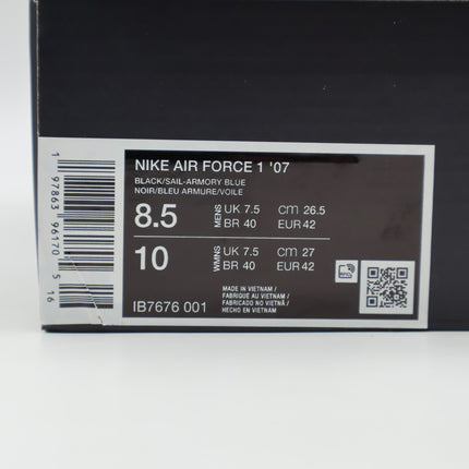 IB7676-001 Nike Air Force 1 Low Black Armory Blue Iron Grey Sail (Men's)