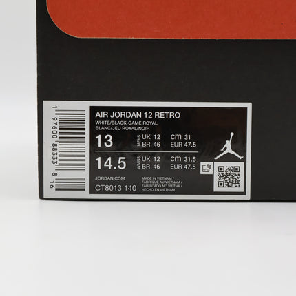 CT8013-140 Nike Air Jordan 12 Retro White and Game Royal (Men's)