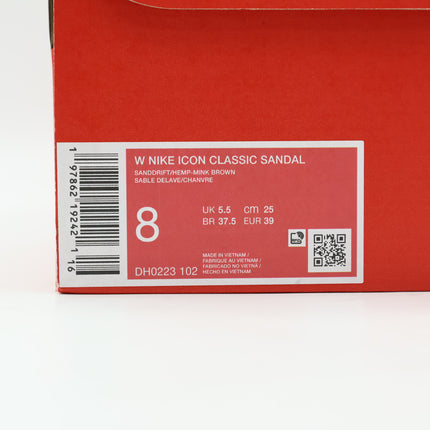 DH0223-102 Nike Icon Classic Sandal Sanddrift Mink Brown Hemp (Women's)